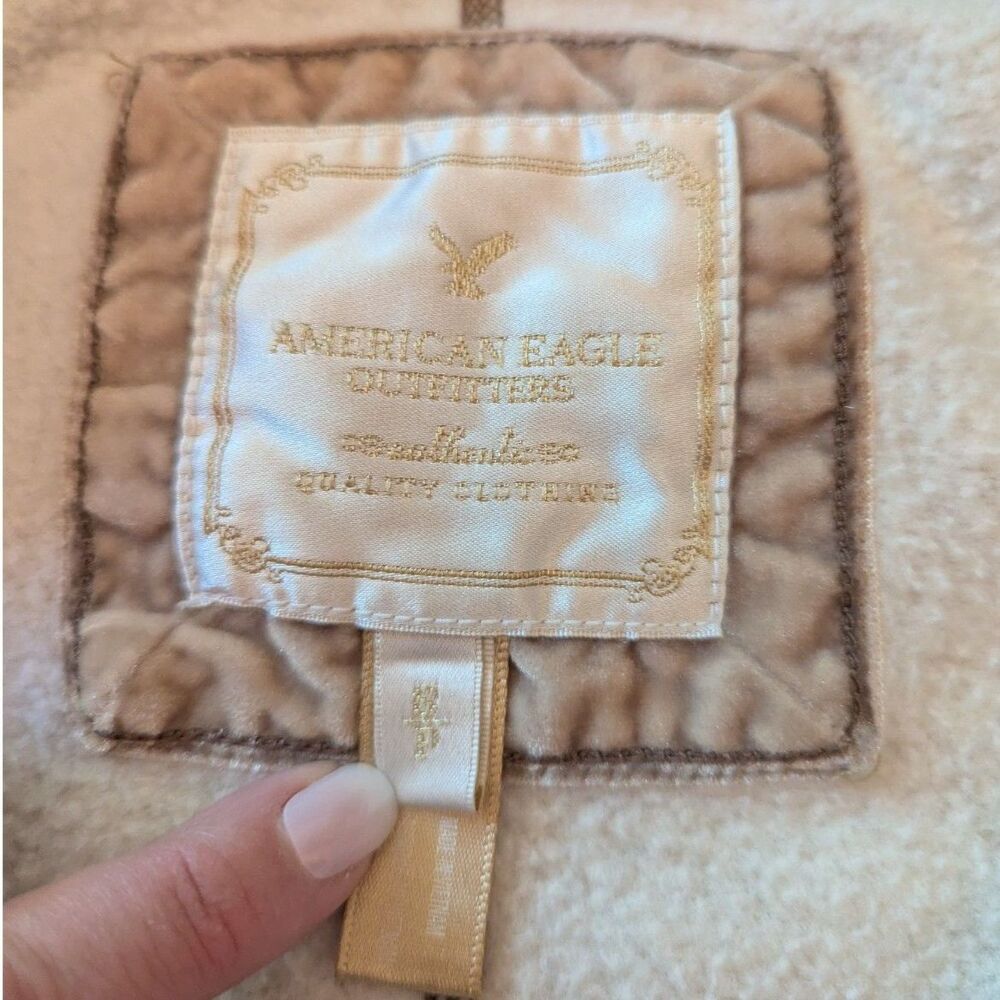 Y2K American Eagle Women's Size Small Tan/Beige Quarter-Zip Hoodie - Picture 2 of 8